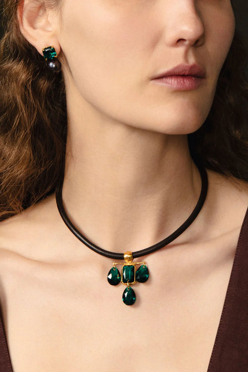 Josephine Earrings ~ Emerald Crystal