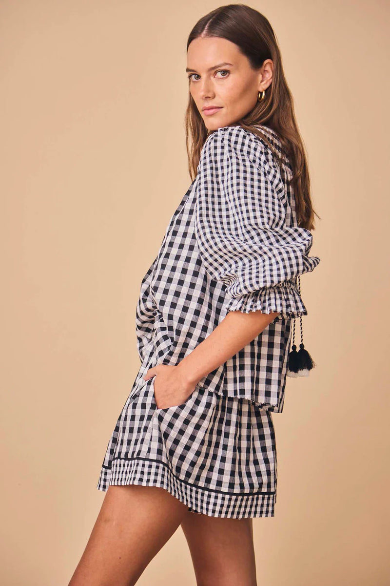 Hayes Blouse ~ Black and White Gingham