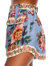 Wonderful Bouquet Blue Linen Shorts