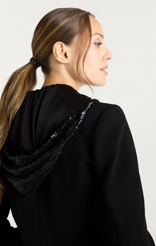 Sequin Hooded Le Petit Khloe Jacket ~ Black