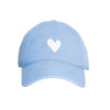 Embroidered Heart Hat ~ Light Blue/White