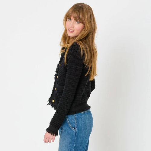 Beau-Lero Fringe Cardigan ~ Black