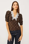 Lazara Top ~ Cocoa Polka Dots
