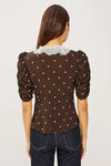 Lazara Top ~ Cocoa Polka Dots