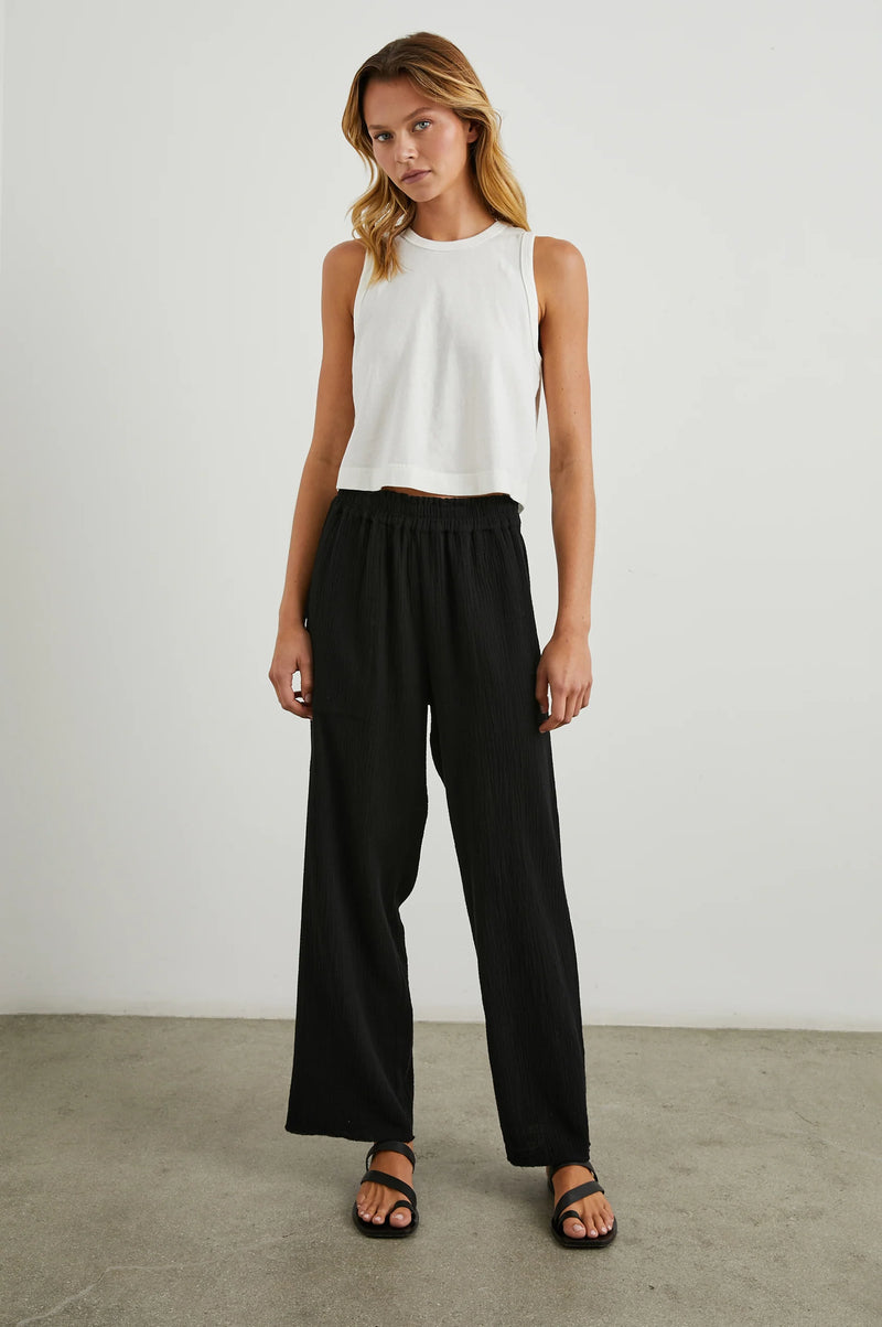 Leon Crop Pant- Black Gauze