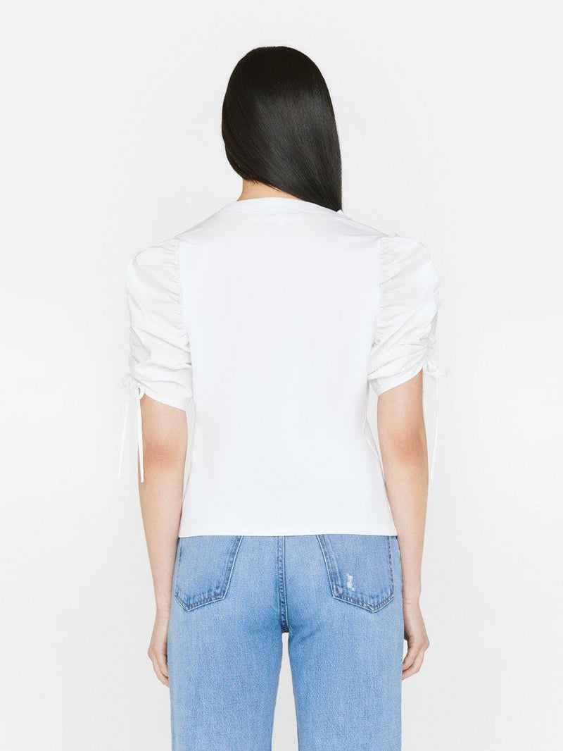 Ruched Tie Sleeve Tee ~ Blanc