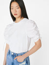 Ruched Tie Sleeve Tee ~ Blanc