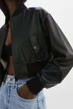 EVELIN | FAUX LEATHER CROPPED BOMBER