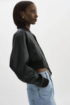EVELIN | FAUX LEATHER CROPPED BOMBER