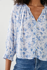 Mariah Top ~ Blue Blossoms