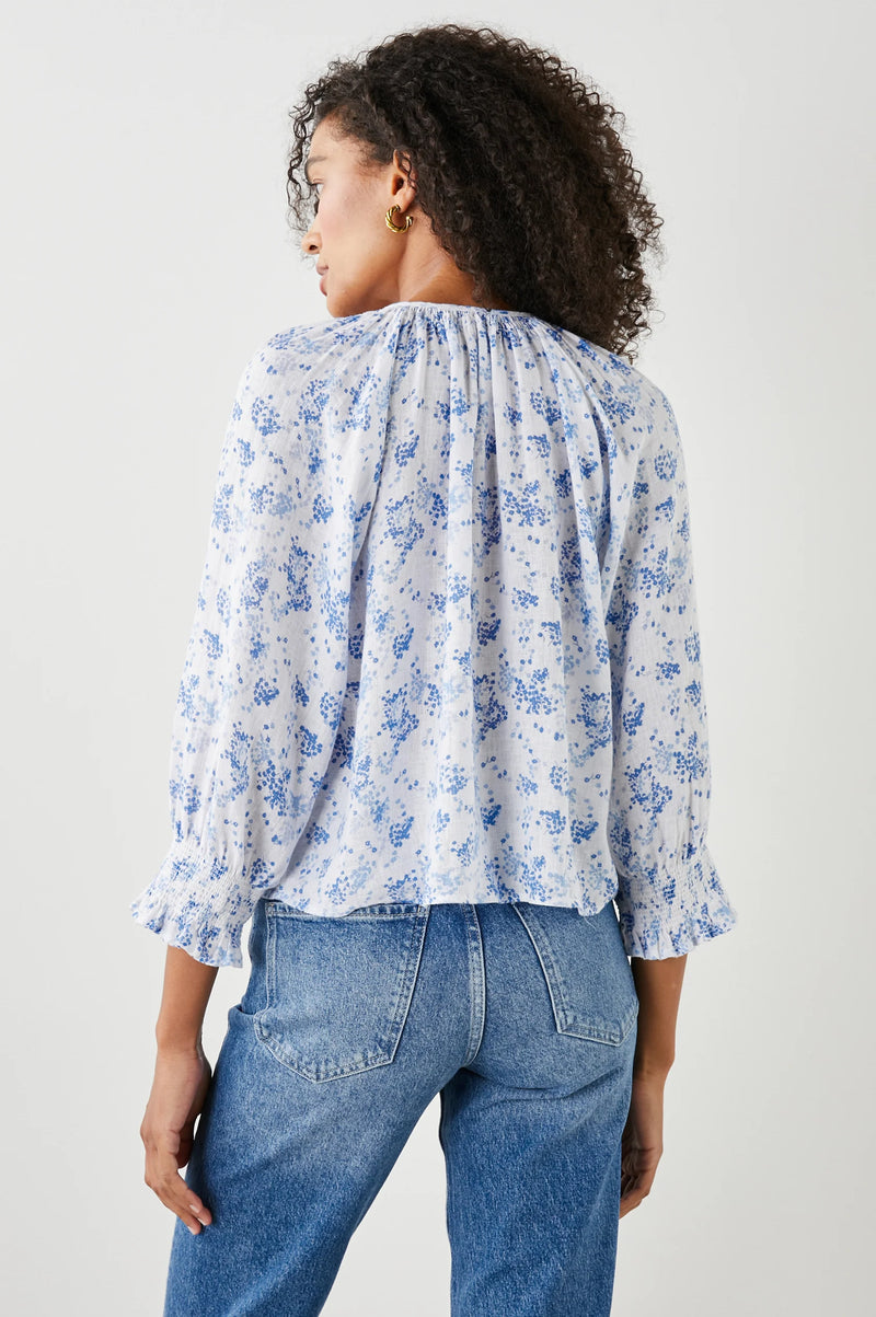 Mariah Top ~ Blue Blossoms