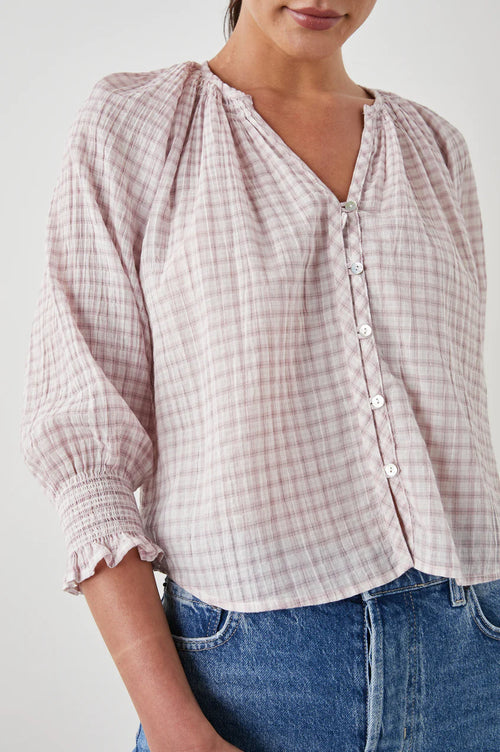 Mariah Top ~ Soft Rose Check