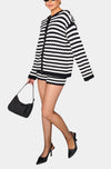Inez Cardigan ~ Black and White Stripe Knit