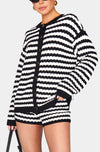 Inez Cardigan ~ Black and White Stripe Knit