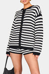 Inez Cardigan ~ Black and White Stripe Knit
