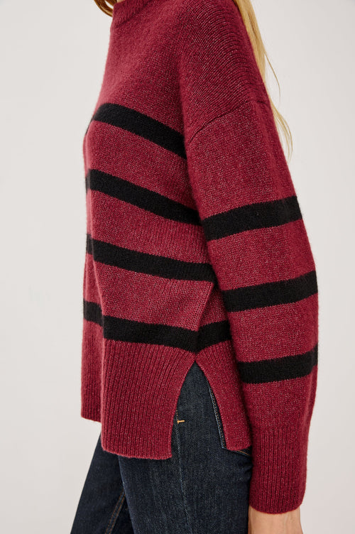 Miranda Sweater ~ Garnet Black Stripe