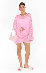 Paula Crochet Pullover ~ Bubblegum Pink