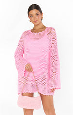 Paula Crochet Pullover ~ Bubblegum Pink