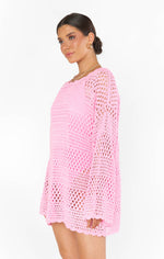 Paula Crochet Pullover ~ Bubblegum Pink