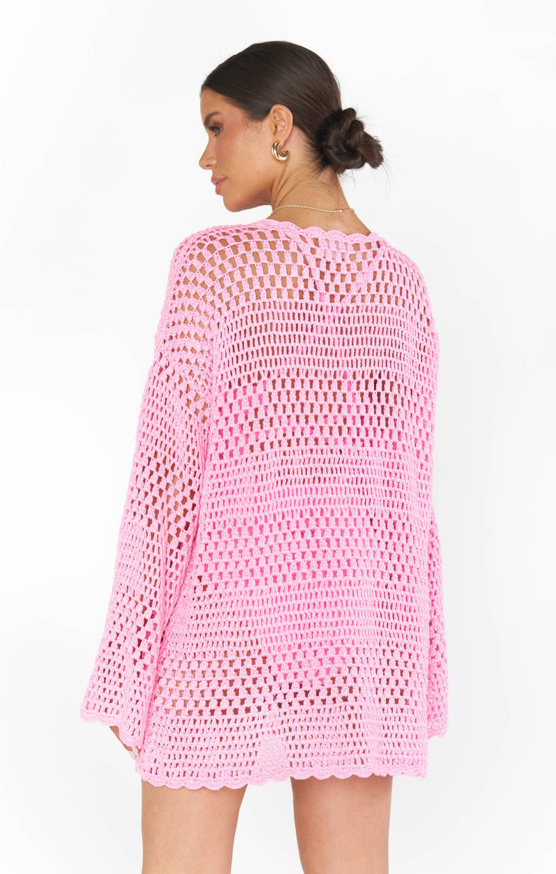 Paula Crochet Pullover ~ Bubblegum Pink