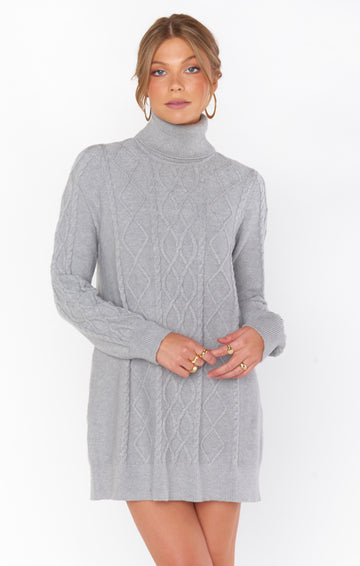 Montreal Mini Dress - Grey Cable Knit