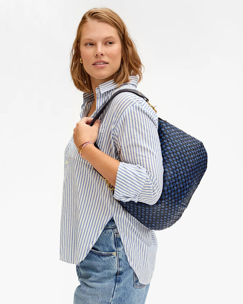 Moyen Messenger ~ Dark Blue Woven Checker