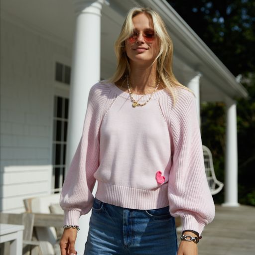 Puff Sleeve Pullover Sweater  ~ Pink