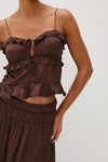 Ortona Ruffle Top ~ Espresso