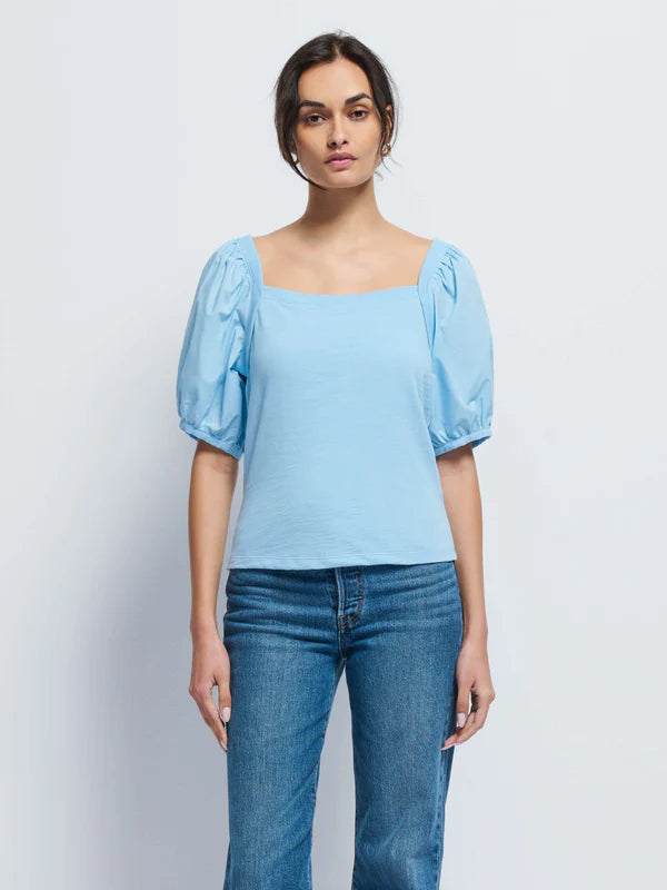 Naya Puff Sleeve Top ~ Powder Blue