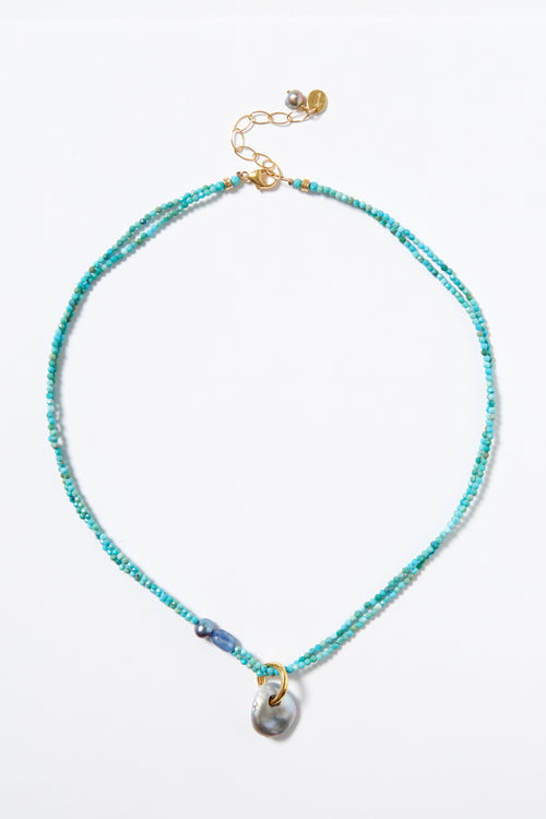 Turquoise Beaded Pendant Necklace