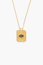 Twist Evil Eye Charm Necklace ~ Emerald