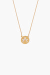 Diamond Initial Coin Necklace Gold