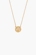 Diamond Initial Coin Necklace Gold