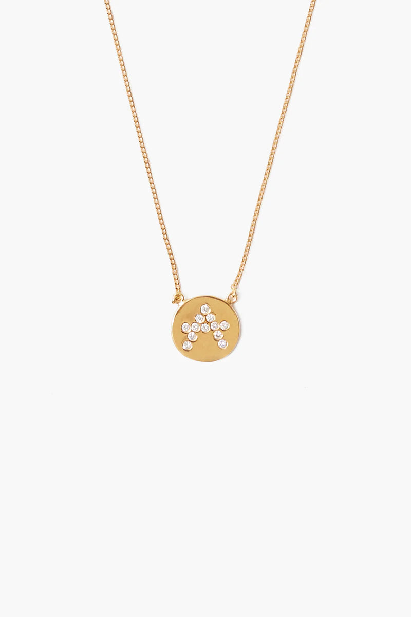 Diamond Initial Coin Necklace Gold