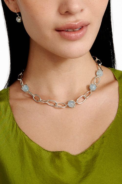 Lark Chain Necklace ~ Aquamarine