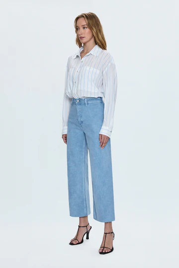 Penny Crop High Rise Wide Leg ~ Frost Blue