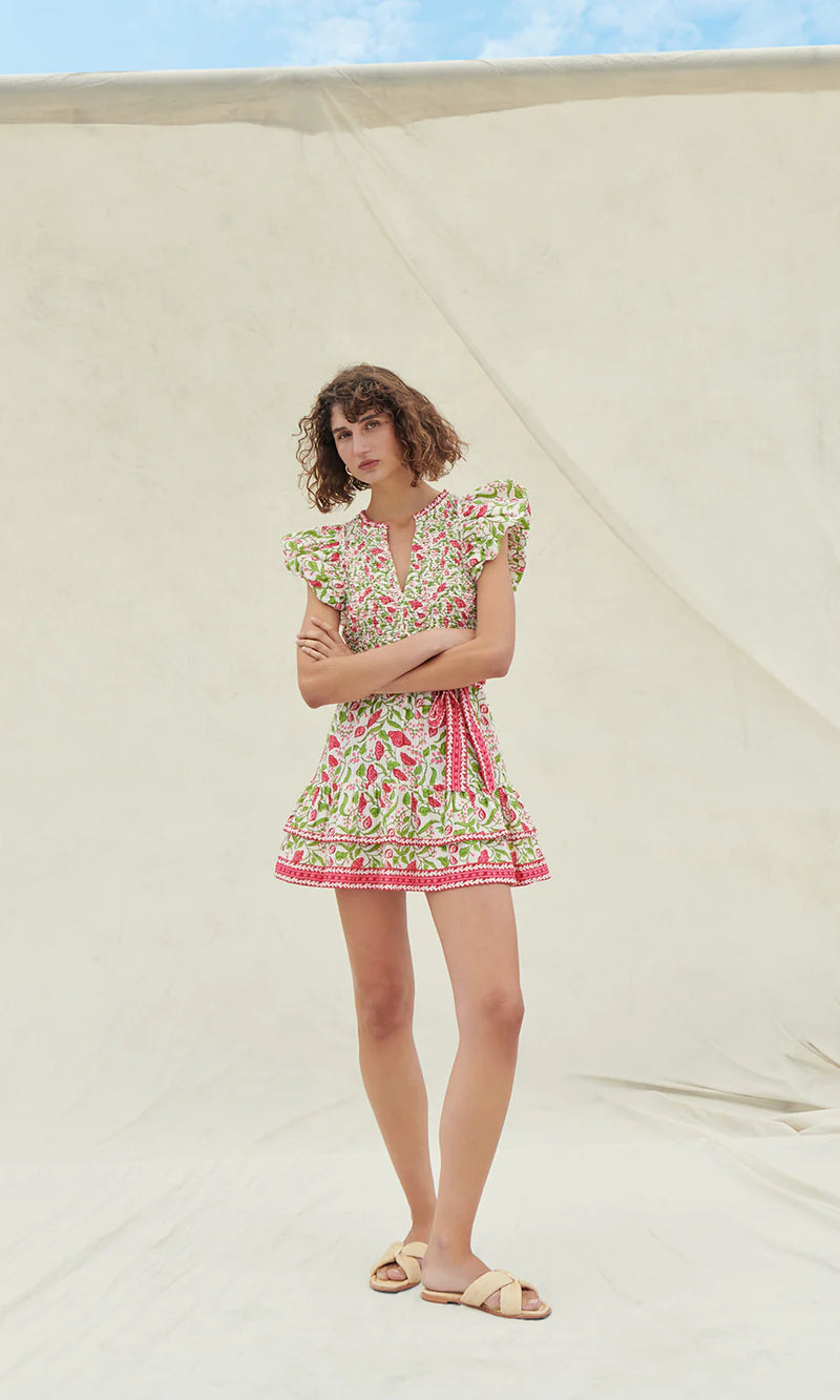Paola Mini Dress ~ Garden Floral Block Print