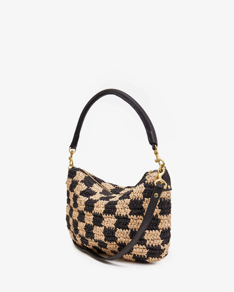 Petit Moyen ~ Black & Natural Checker Raffia