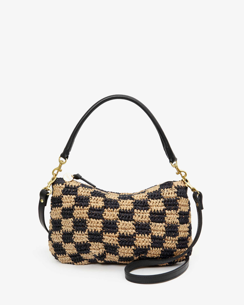 Petit Moyen ~ Black & Natural Checker Raffia