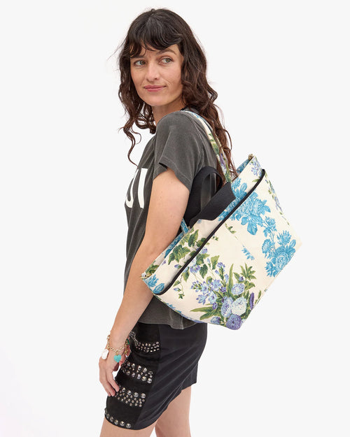 Poche Bateau ~ Floral Stripe Blue / Cream