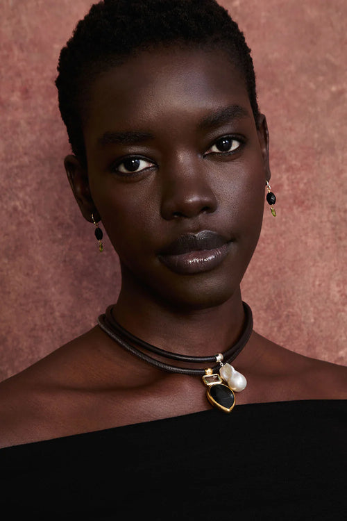 Jelly Bean Earrings ~ Black Tourmaline