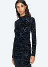 Alia Stretch Burnout Velvet Dress ~Navy