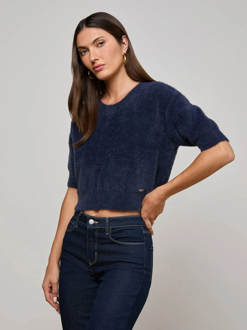 Guinevere SS Crop Crew ~ Midnight