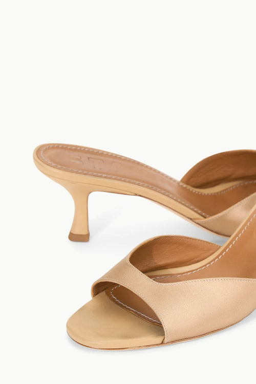 Brigette Mule ~ Camel Satin