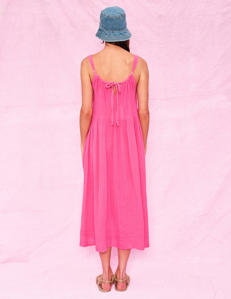 Midi Dress with Back Tie ~ Azalea