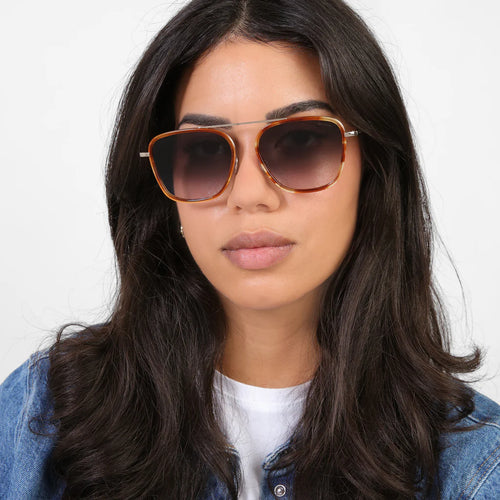 Samos Ace Sunglasses ~ Saffron Havana/Gold/Grey Flat Gradient