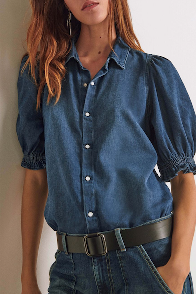 Short-Sleeve Oversized Jean Shirt for Women | Old Navy