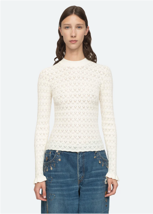 Rue High neck Sweater ~ Cream