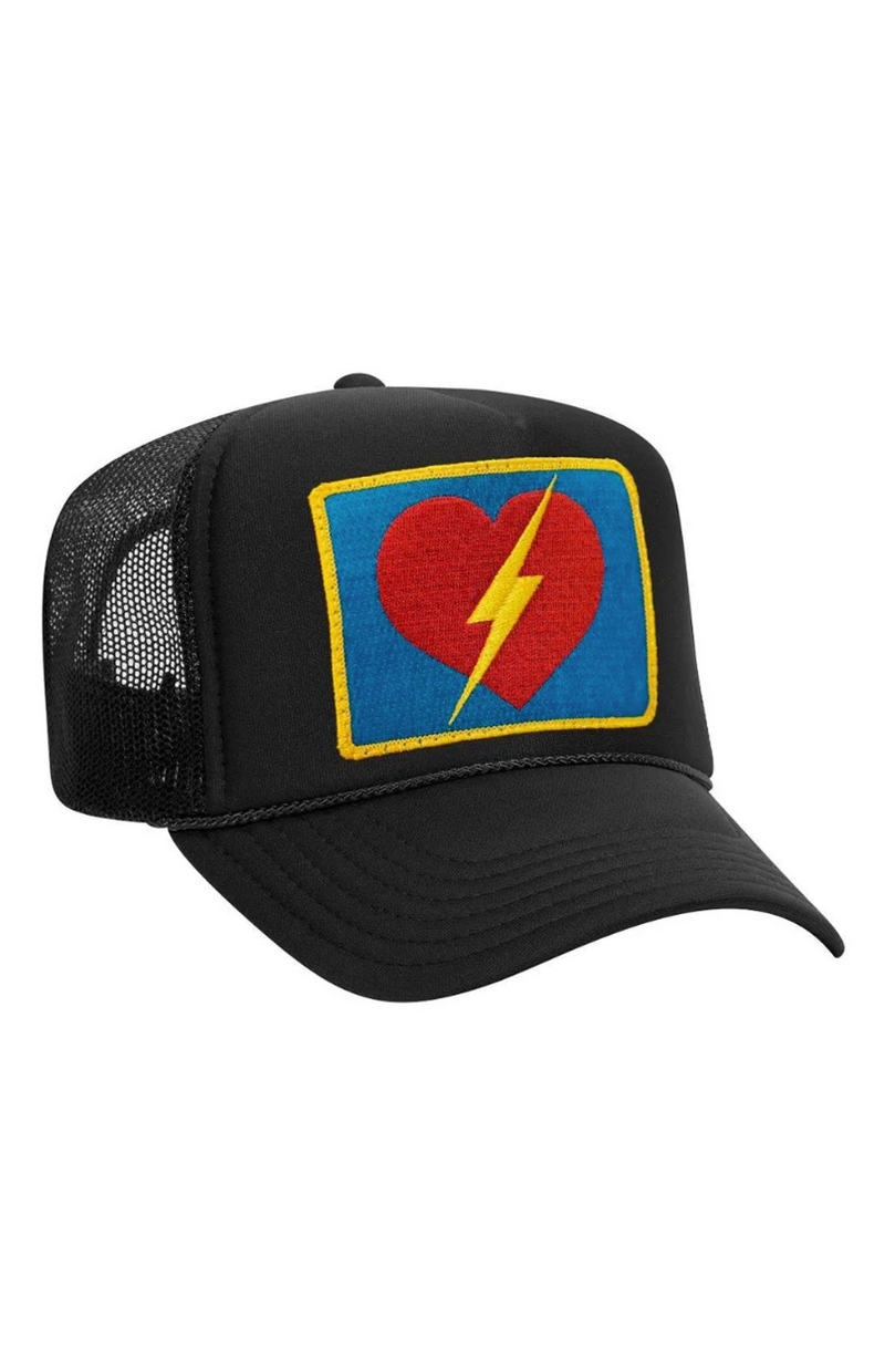 Vintage Bolt Heart Trucker Hat ~ Black