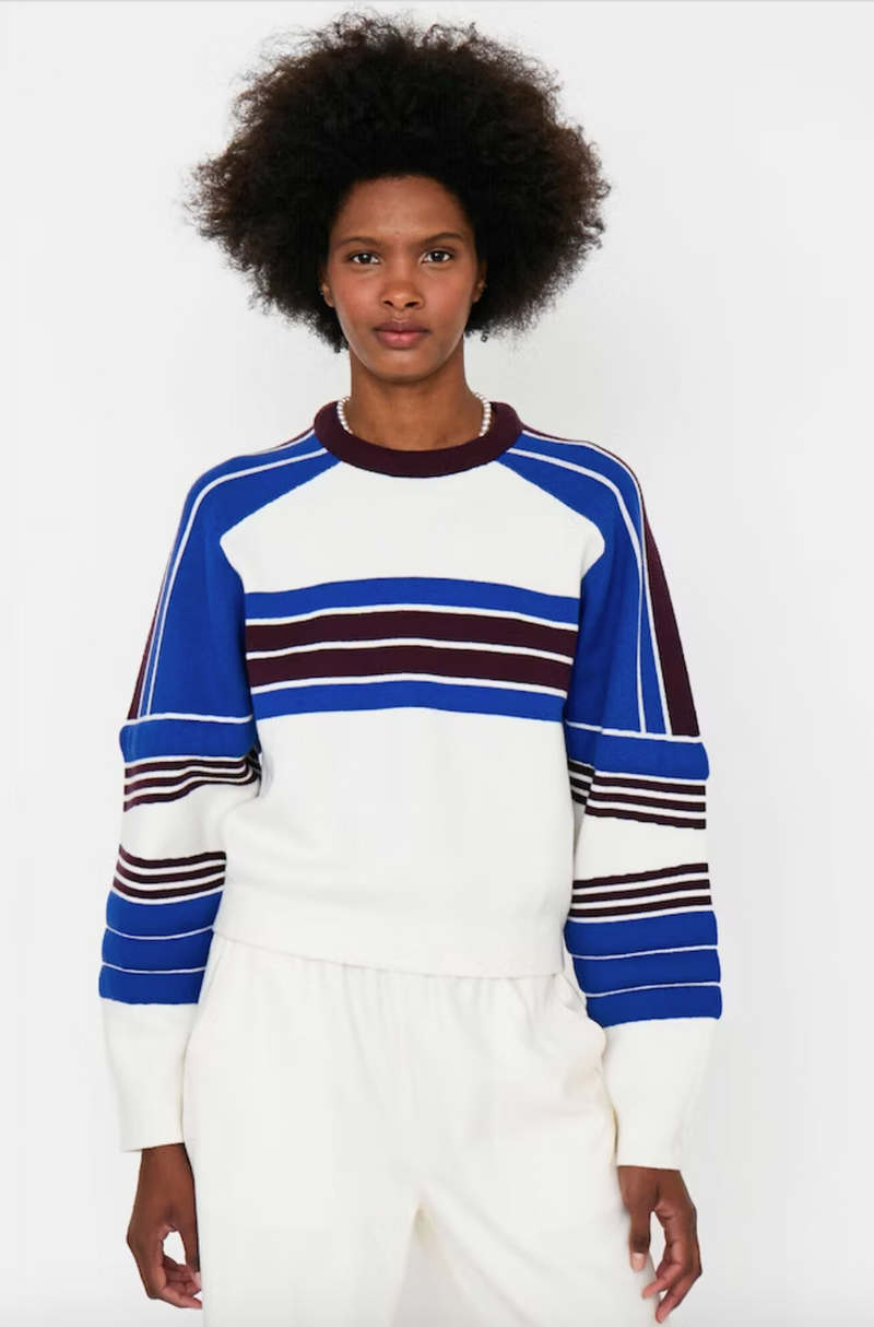 Tomba Sweater ~ White/Royal/Pinot